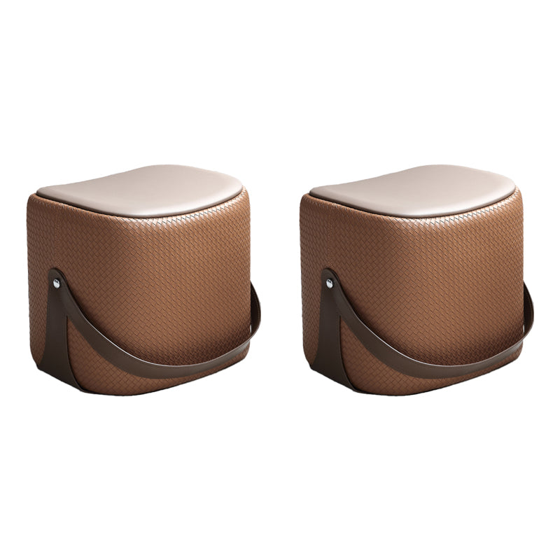 Contemporary Faux Leather Upholstered Ottoman Rectangle Standard Orange 2 Piece Set Clearhalo 'furn' 'furn_ottomans_poufs' 'Furniture' 'Living Room Furniture' 'Ottomans & Poufs' 'ottomans_poufs' 5683610