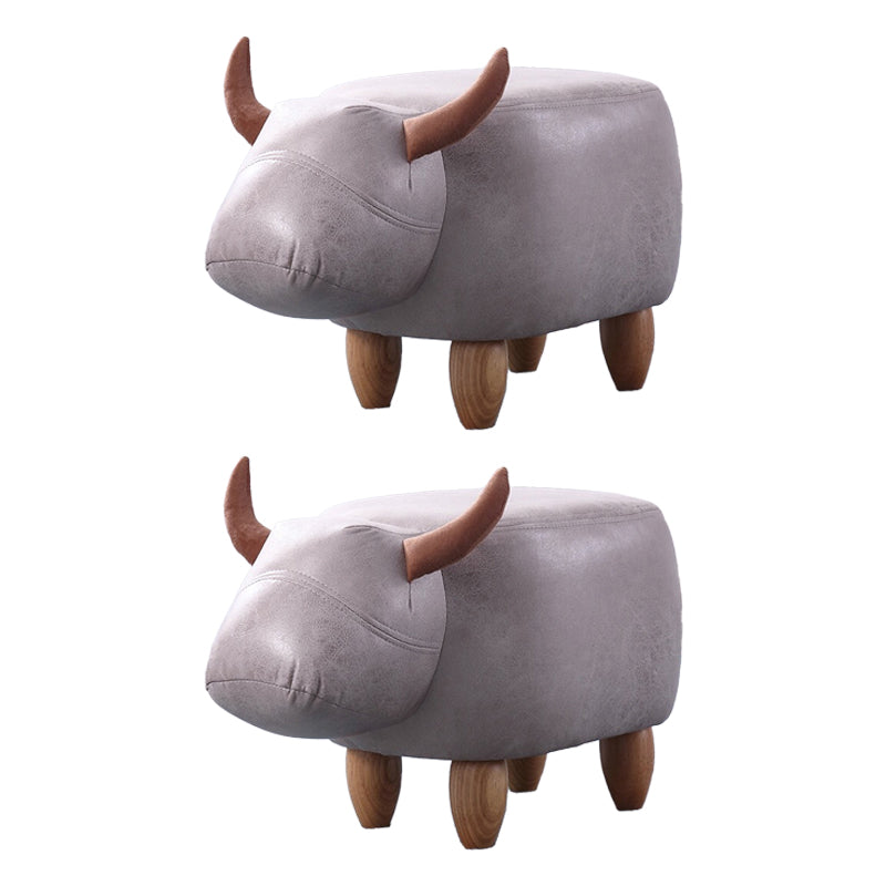 Contemporary Standard Ottoman with Upholstered Faux Leather Top Pouf White 2 Piece Set Storage Not Included Clearhalo 'furn' 'furn_ottomans_poufs' 'Furniture' 'Living Room Furniture' 'Ottomans & Poufs' 'ottomans_poufs' 5683678