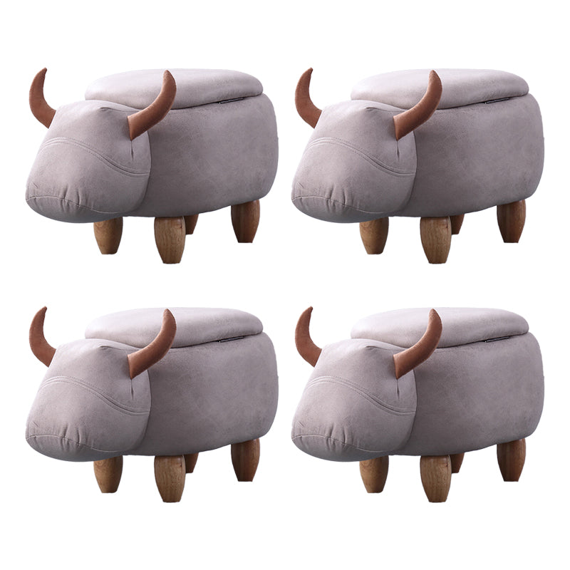 Contemporary Standard Ottoman with Upholstered Faux Leather Top Pouf White 4 Piece Set Storage Included Clearhalo 'furn' 'furn_ottomans_poufs' 'Furniture' 'Living Room Furniture' 'Ottomans & Poufs' 'ottomans_poufs' 5683686