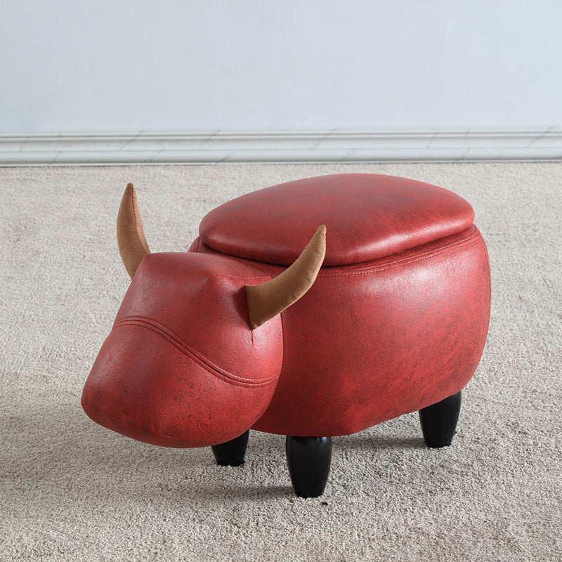 Contemporary Standard Ottoman with Upholstered Faux Leather Top Pouf Red 1 Piece Storage Included Clearhalo 'furn' 'furn_ottomans_poufs' 'Furniture' 'Living Room Furniture' 'Ottomans & Poufs' 'ottomans_poufs' 5683691
