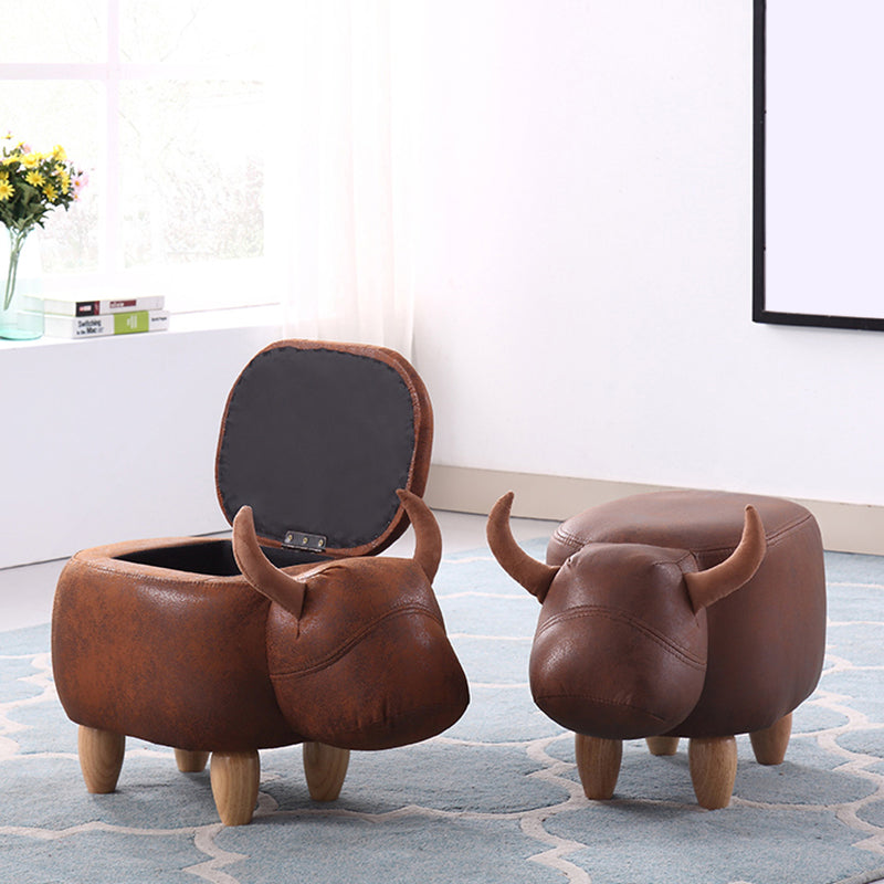 Contemporary Standard Ottoman with Upholstered Faux Leather Top Pouf Clearhalo 'furn' 'furn_ottomans_poufs' 'Furniture' 'Living Room Furniture' 'Ottomans & Poufs' 'ottomans_poufs' 5683692