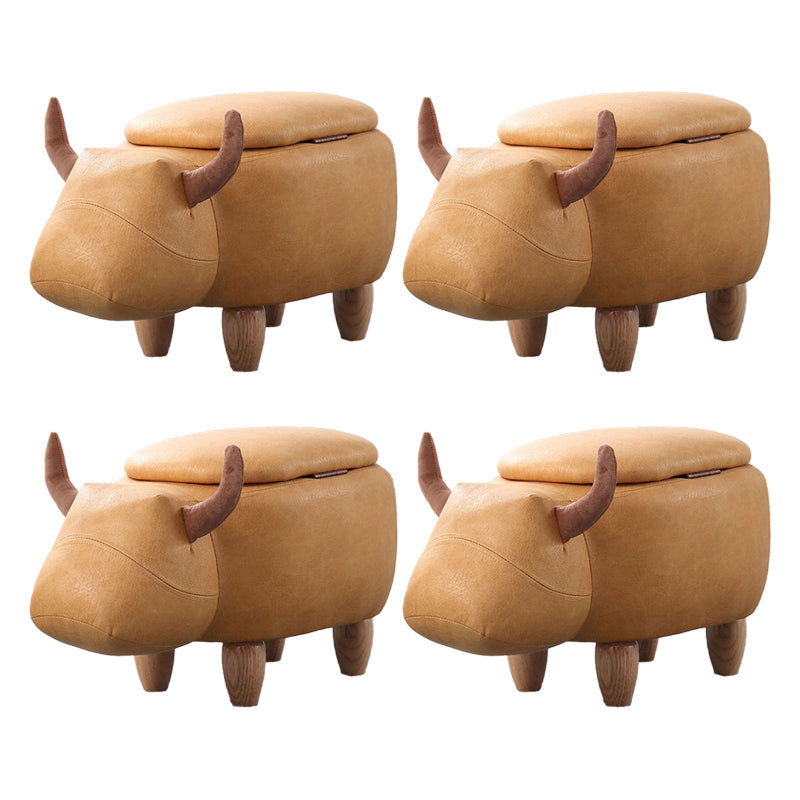 Contemporary Standard Ottoman with Upholstered Faux Leather Top Pouf Yellow 4 Piece Set Storage Included Clearhalo 'furn' 'furn_ottomans_poufs' 'Furniture' 'Living Room Furniture' 'Ottomans & Poufs' 'ottomans_poufs' 5683705