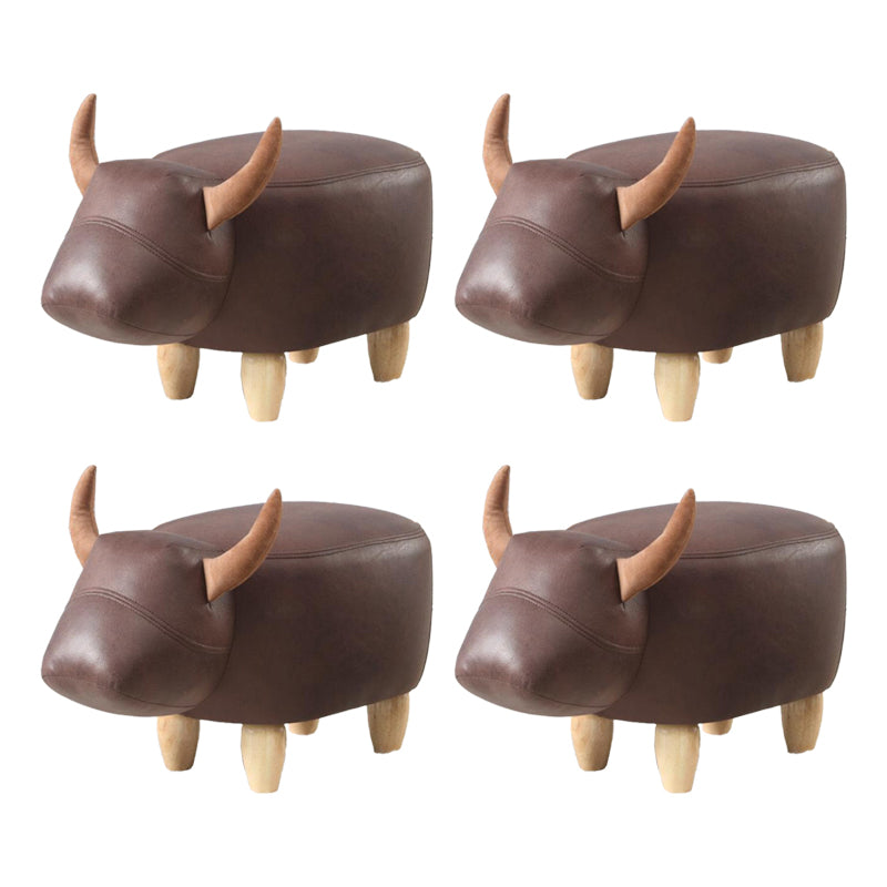 Contemporary Standard Ottoman with Upholstered Faux Leather Top Pouf Coffee 4 Piece Set Storage Not Included Clearhalo 'furn' 'furn_ottomans_poufs' 'Furniture' 'Living Room Furniture' 'Ottomans & Poufs' 'ottomans_poufs' 5683717