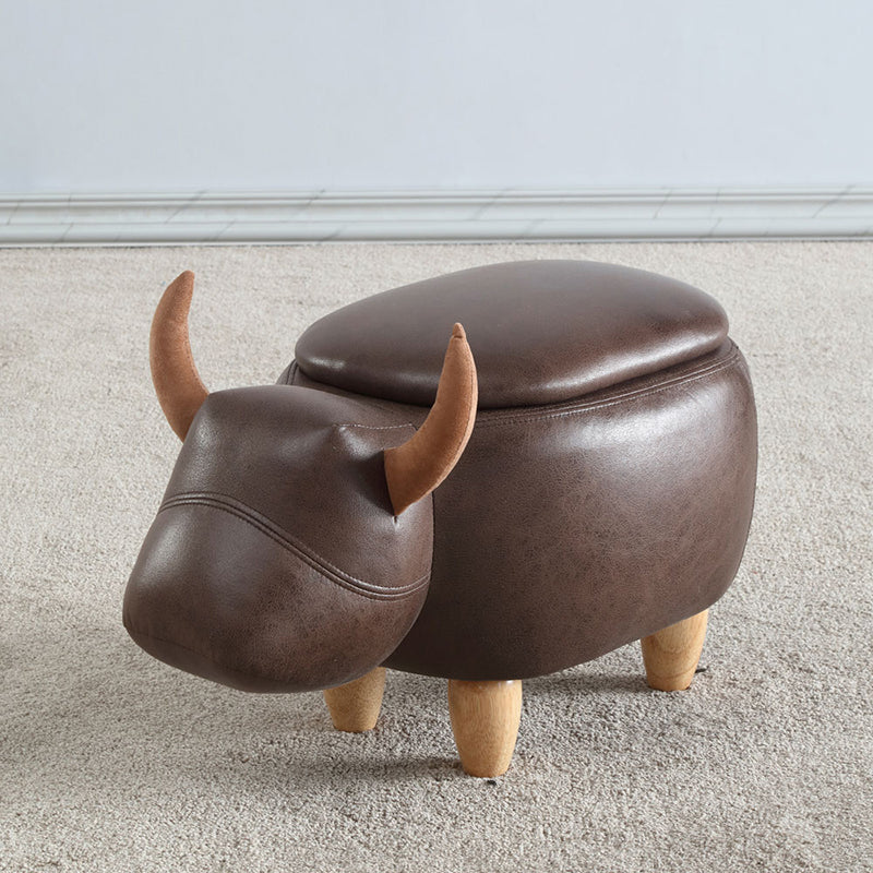 Contemporary Standard Ottoman with Upholstered Faux Leather Top Pouf Coffee 1 Piece Storage Included Clearhalo 'furn' 'furn_ottomans_poufs' 'Furniture' 'Living Room Furniture' 'Ottomans & Poufs' 'ottomans_poufs' 5683718