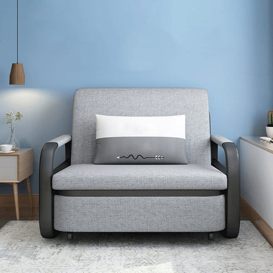 Linen Square Arm Sofa Bed 35.43" Wide Contemporary Convertible Sofa Clearhalo 'furn' 'furn_sofas' 'Furniture' 'Living Room Furniture' 'Sofa' 'sofas' 5683747