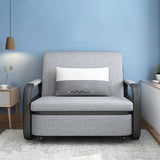 Linen Square Arm Sofa Bed 35.43" Wide Contemporary Convertible Sofa Clearhalo 'furn' 'furn_sofas' 'Furniture' 'Living Room Furniture' 'Sofa' 'sofas' 5683747