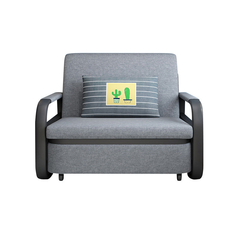 Linen Square Arm Sofa Bed 35.43" Wide Contemporary Convertible Sofa Grey Clearhalo 'furn' 'furn_sofas' 'Furniture' 'Living Room Furniture' 'Sofa' 'sofas' 5683748