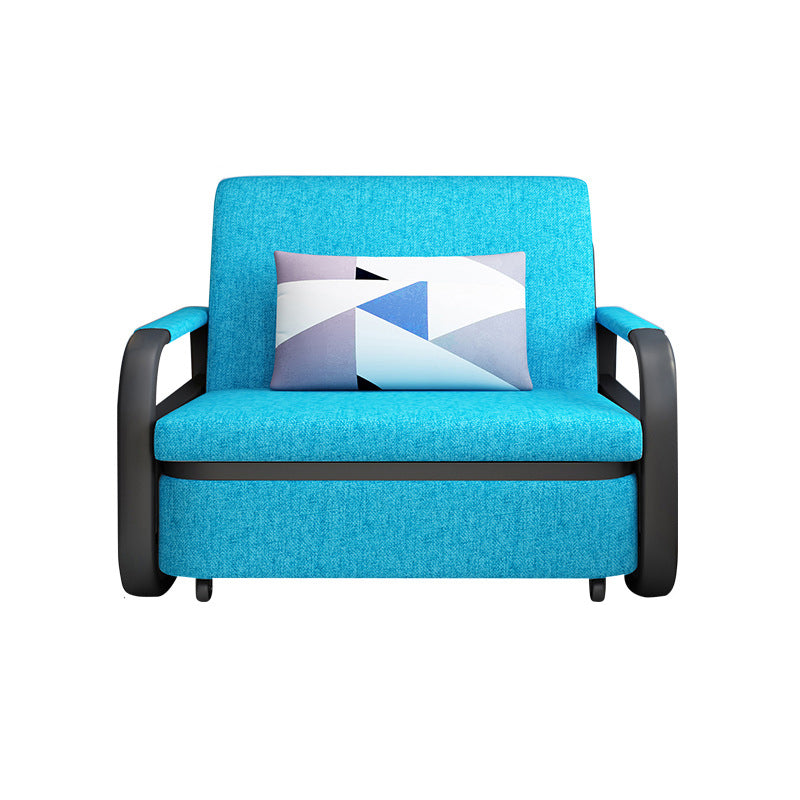 Linen Square Arm Sofa Bed 35.43" Wide Contemporary Convertible Sofa Sky Blue Clearhalo 'furn' 'furn_sofas' 'Furniture' 'Living Room Furniture' 'Sofa' 'sofas' 5683750