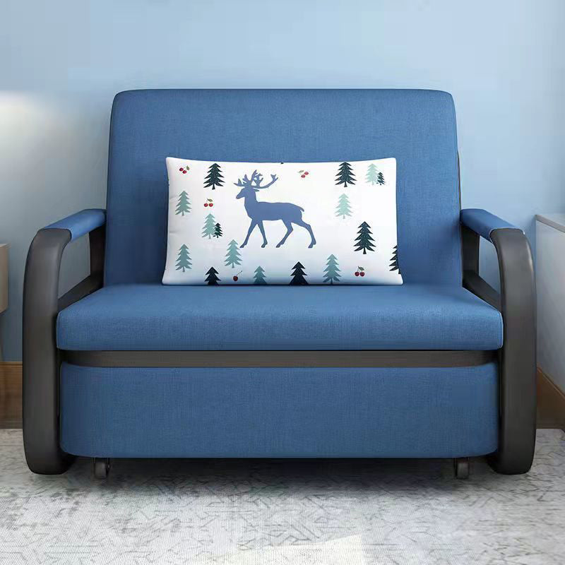 Linen Square Arm Sofa Bed 35.43" Wide Contemporary Convertible Sofa Clearhalo 'furn' 'furn_sofas' 'Furniture' 'Living Room Furniture' 'Sofa' 'sofas' 5683752