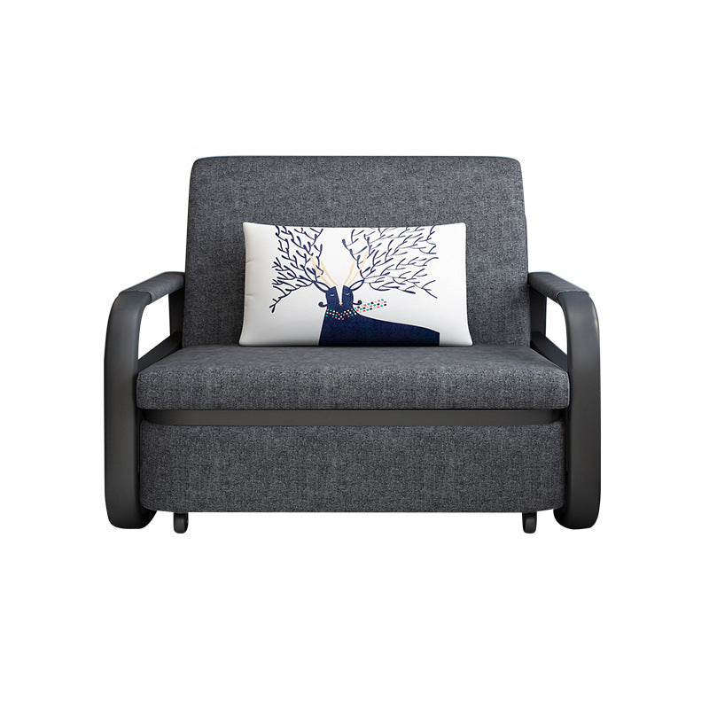 Linen Square Arm Sofa Bed 35.43" Wide Contemporary Convertible Sofa Dark Gray Clearhalo 'furn' 'furn_sofas' 'Furniture' 'Living Room Furniture' 'Sofa' 'sofas' 5683755