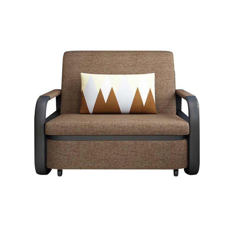 Linen Square Arm Sofa Bed 35.43" Wide Contemporary Convertible Sofa Coffee Clearhalo 'furn' 'furn_sofas' 'Furniture' 'Living Room Furniture' 'Sofa' 'sofas' 5683763