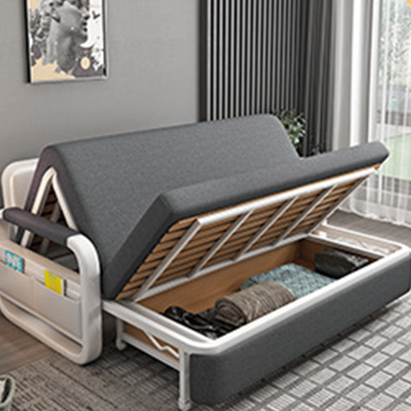 Linen Square Arm Sofa Bed 35.43" Wide Contemporary Convertible Sofa Clearhalo 'furn' 'furn_sofas' 'Furniture' 'Living Room Furniture' 'Sofa' 'sofas' 5683766