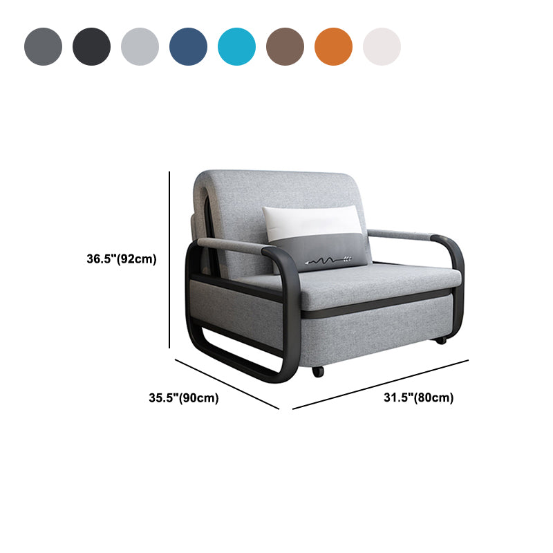 Linen Square Arm Sofa Bed 35.43" Wide Contemporary Convertible Sofa Clearhalo 'furn' 'furn_sofas' 'Furniture' 'Living Room Furniture' 'Sofa' 'sofas' 5683767