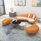 Faux Leather Curved Sofa with Slopped Arm for Living Room in Orange Clearhalo 'furn' 'furn_sofas' 'Furniture' 'Living Room Furniture' 'Sofa' 'sofas' 5683793