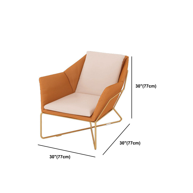 Faux Leather Curved Sofa with Slopped Arm for Living Room in Orange Clearhalo 'furn' 'furn_sofas' 'Furniture' 'Living Room Furniture' 'Sofa' 'sofas' 5683802