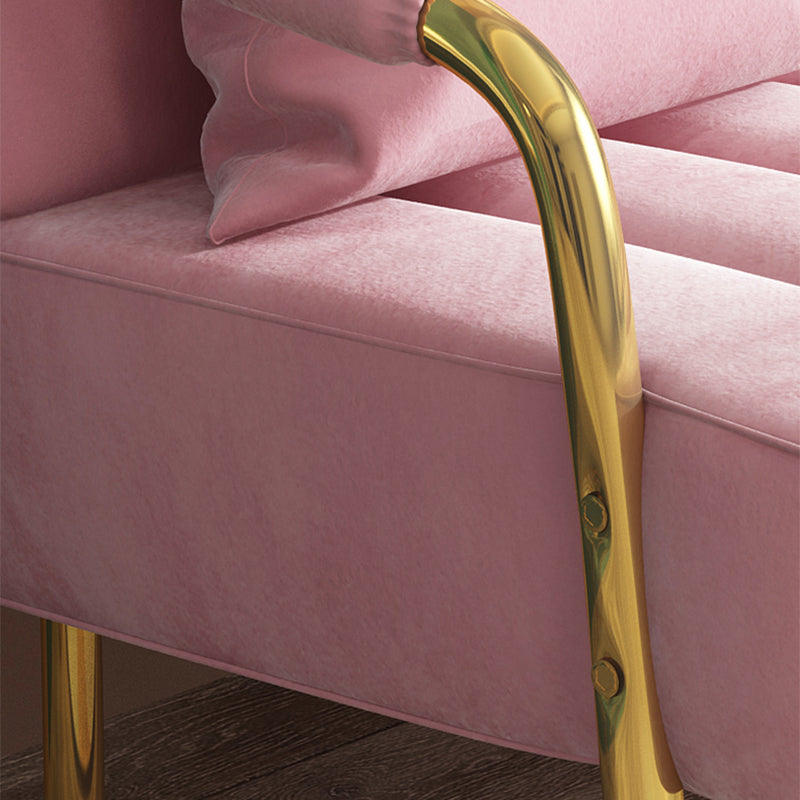 Velvet 3-seater Sofa with 3 Pillows Square  Arm for Apartment