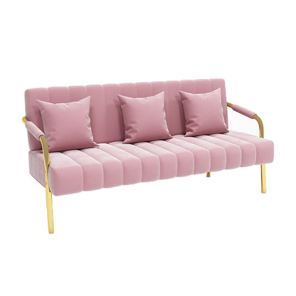 Velvet 3-seater Sofa with 3 Pillows Square  Arm for Apartment