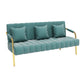 Velvet 3-seater Sofa with 3 Pillows Square  Arm for Apartment