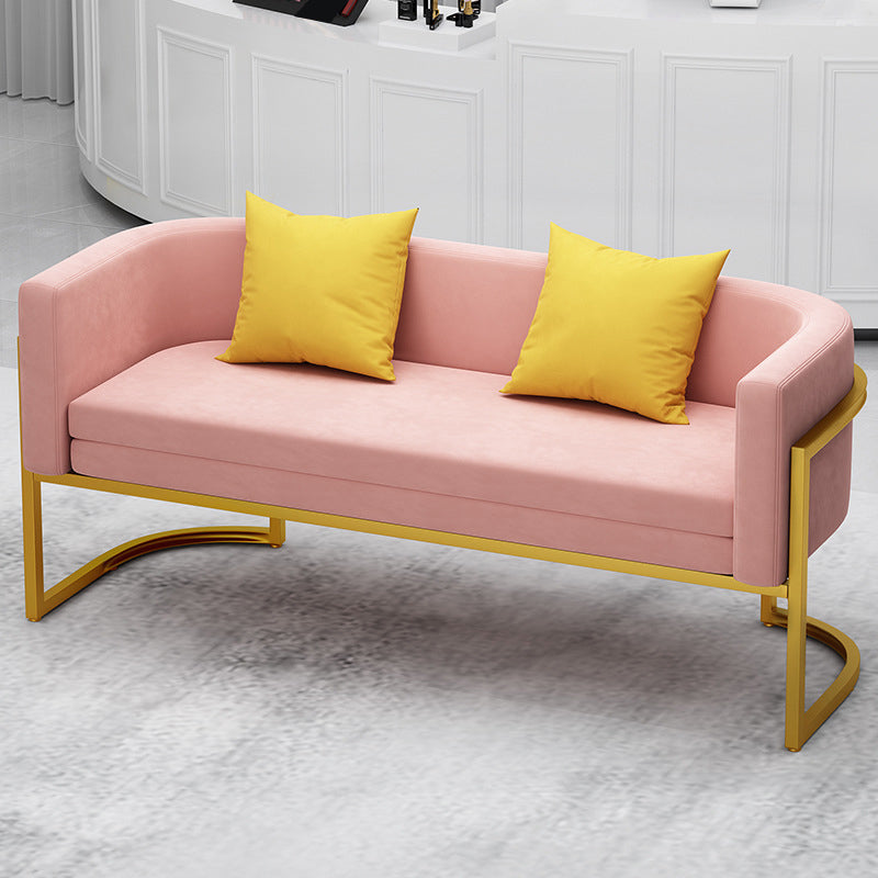 Tuxedo Arm Sofa 24.40" W x 29.52" H Velvet Sofa Standard Sofa 55"L x 24"W x 29.5"H Pink Clearhalo 'furn' 'furn_sofas' 'Furniture' 'Living Room Furniture' 'Sofa' 'sofas' 5683940