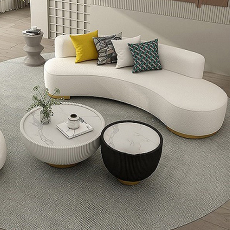 Divano di lana contemporaneo a bracciolo a braccia di divano posteriore in beige per soggiorno