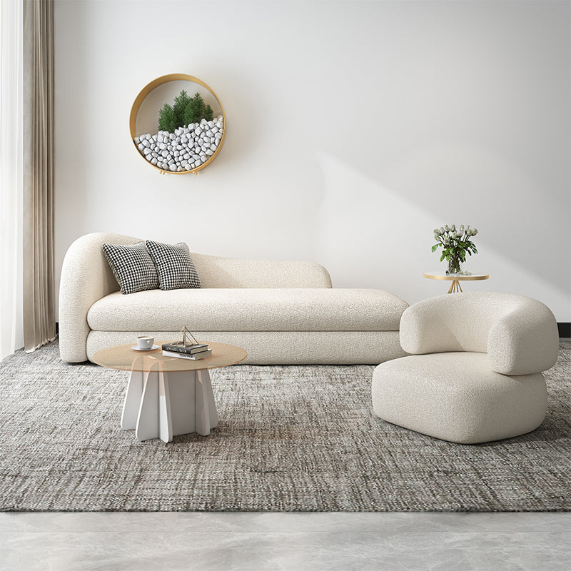 Sloped Arm Curved Sofa Contemporary Tight Back in Beige for Living Room Clearhalo 'furn' 'furn_sofas' 'Furniture' 'Living Room Furniture' 'Sofa' 'sofas' 5684007