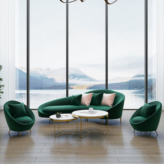 Zeitgenössisches geschwungenes Sofa mit abgerissenem Arm und engen Rücken für die Wohnung