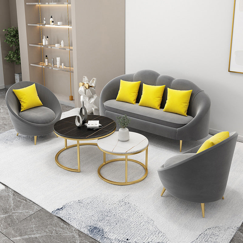 Velvet Sofa incurvé contemporain Bras pendu canapé arrière serré pour le salon