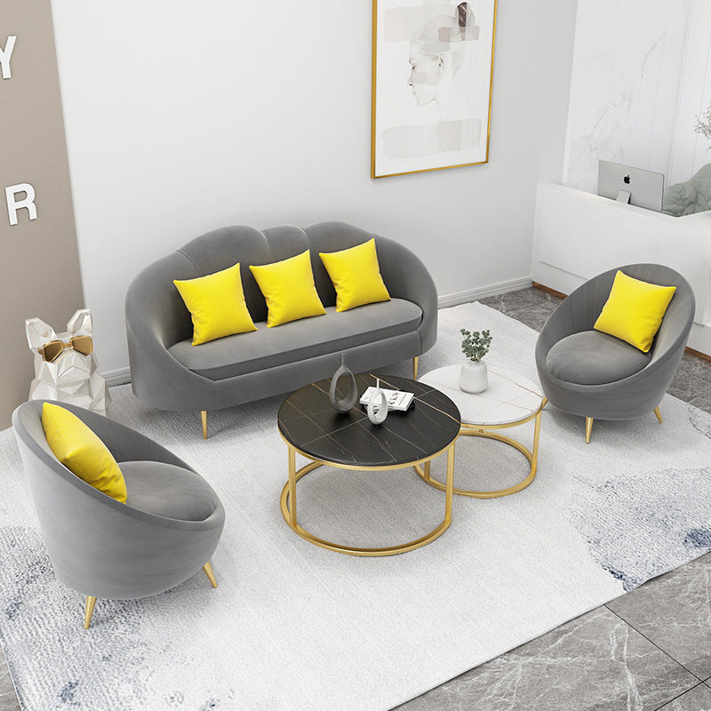 Velvet Sofa incurvé contemporain Bras pendu canapé arrière serré pour le salon