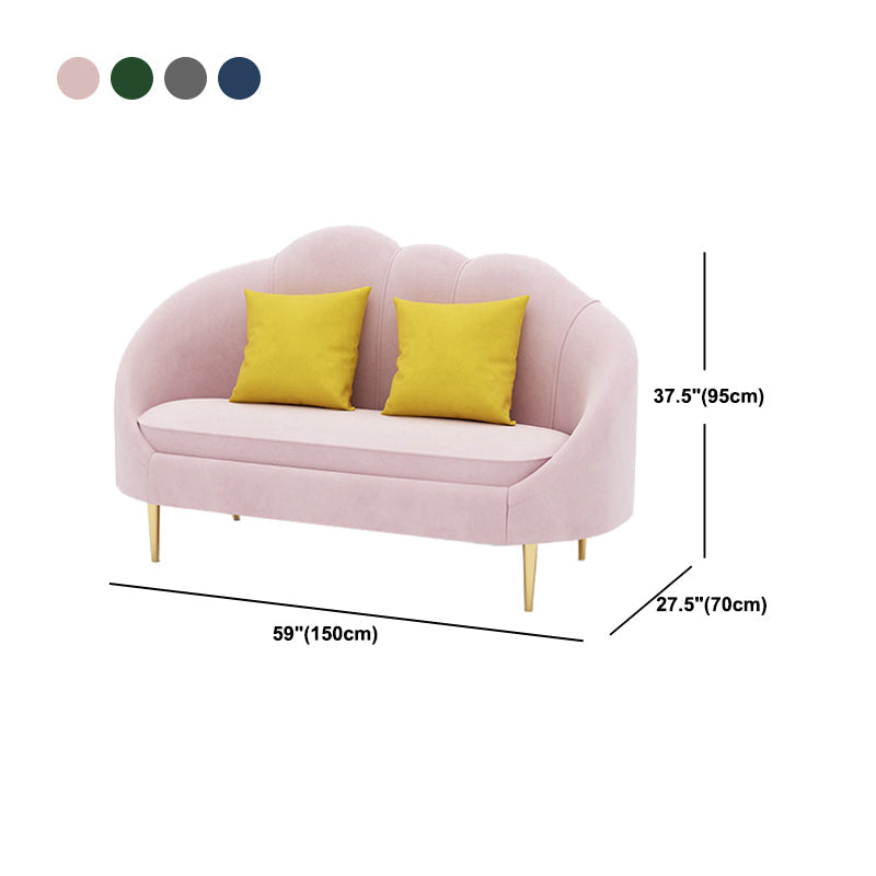 Velvet Sofa incurvé contemporain Bras pendu canapé arrière serré pour le salon