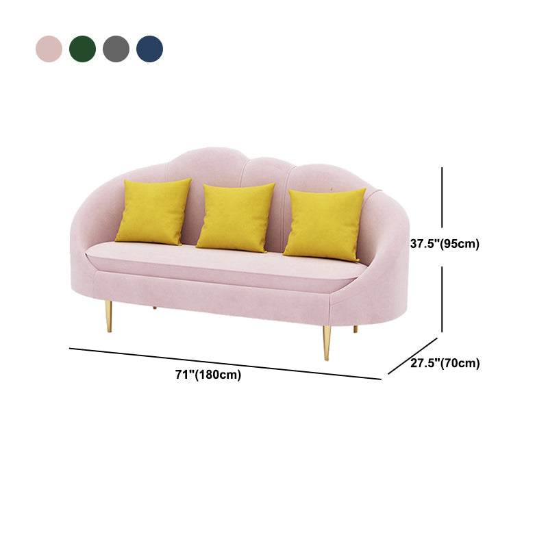 Velvet Sofa incurvé contemporain Bras pendu canapé arrière serré pour le salon
