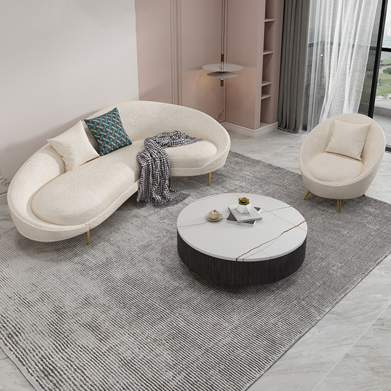 Wool Sloped Arm Sofa Contemporary Curved Sofa for Living Room