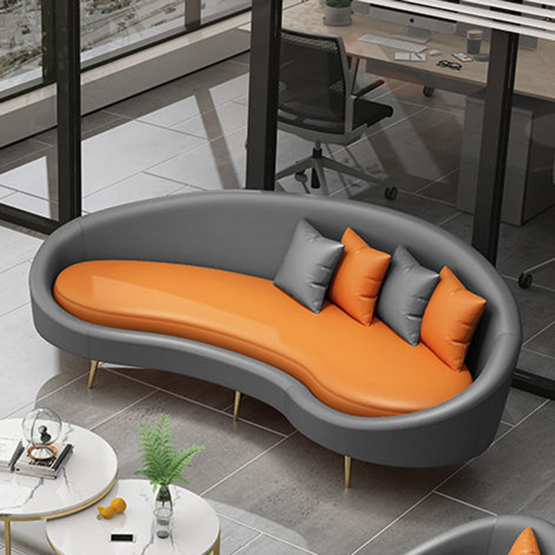 Contemporary Curved Sofa for Apartment 33.46" High Sloped Arm Sofa 90.5"L x 33.5"W x 33.5"H Yellow-Gray Clearhalo 'furn' 'furn_sofas' 'Furniture' 'Living Room Furniture' 'Sofa' 'sofas' 5684130