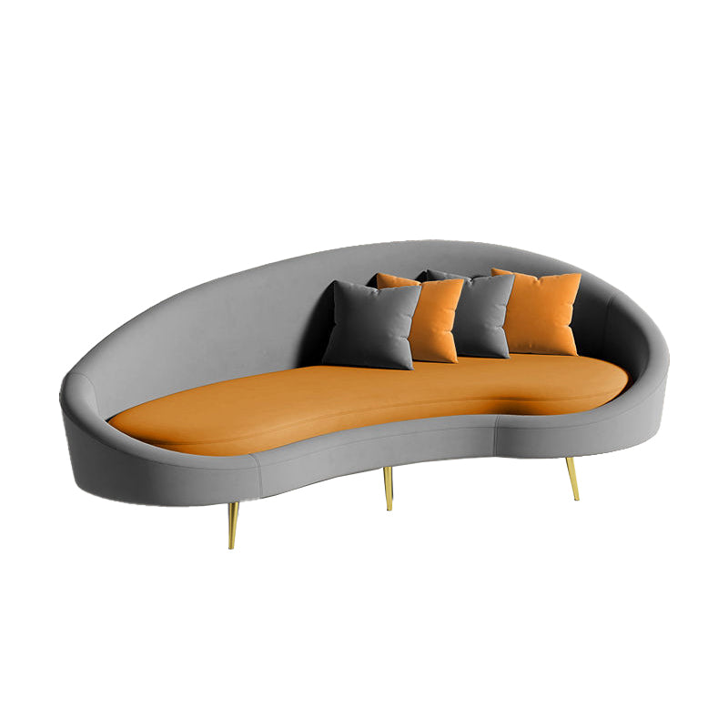 Contemporary Curved Sofa for Apartment 33.46" High Sloped Arm Sofa Yellow-Gray Clearhalo 'furn' 'furn_sofas' 'Furniture' 'Living Room Furniture' 'Sofa' 'sofas' 5684131