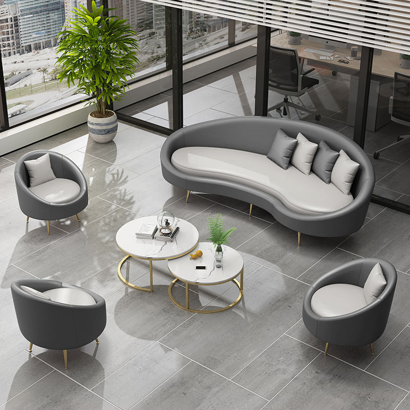 Contemporary Curved Sofa for Apartment 33.46" High Sloped Arm Sofa Clearhalo 'furn' 'furn_sofas' 'Furniture' 'Living Room Furniture' 'Sofa' 'sofas' 5684134