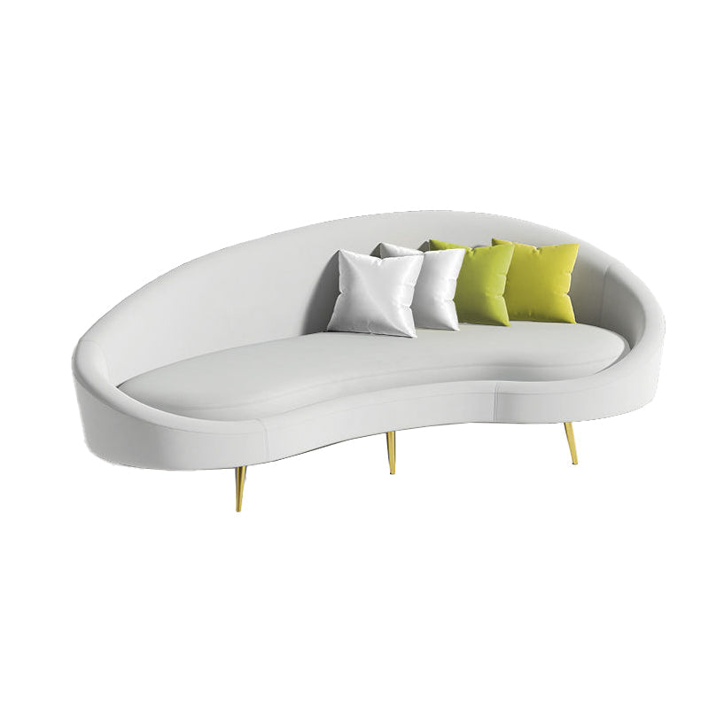 Contemporary Curved Sofa for Apartment 33.46" High Sloped Arm Sofa Beige Clearhalo 'furn' 'furn_sofas' 'Furniture' 'Living Room Furniture' 'Sofa' 'sofas' 5684135