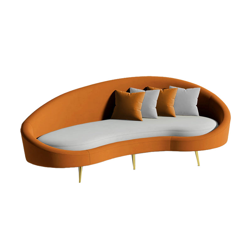 Contemporary Curved Sofa for Apartment 33.46" High Sloped Arm Sofa Yellow White Clearhalo 'furn' 'furn_sofas' 'Furniture' 'Living Room Furniture' 'Sofa' 'sofas' 5684137
