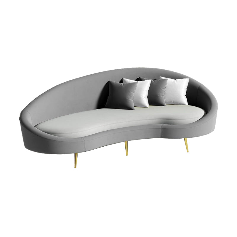 Contemporary Curved Sofa for Apartment 33.46" High Sloped Arm Sofa Gray White Clearhalo 'furn' 'furn_sofas' 'Furniture' 'Living Room Furniture' 'Sofa' 'sofas' 5684139
