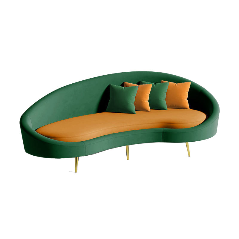 Contemporary Curved Sofa for Apartment 33.46" High Sloped Arm Sofa Green-Yellow Clearhalo 'furn' 'furn_sofas' 'Furniture' 'Living Room Furniture' 'Sofa' 'sofas' 5684141