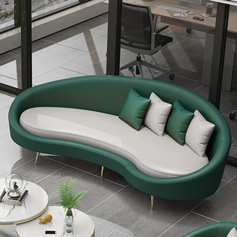Contemporary Curved Sofa for Apartment 33.46" High Sloped Arm Sofa 90.5"L x 33.5"W x 33.5"H Green White Clearhalo 'furn' 'furn_sofas' 'Furniture' 'Living Room Furniture' 'Sofa' 'sofas' 5684142