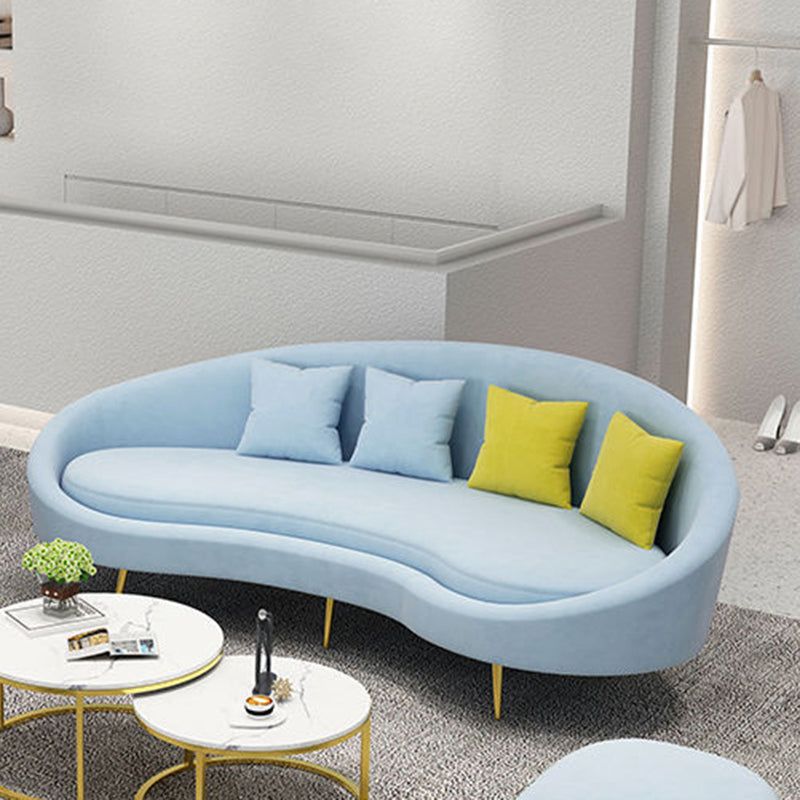 Contemporary Curved Sofa for Apartment 33.46" High Sloped Arm Sofa 90.5"L x 33.5"W x 33.5"H Blue Clearhalo 'furn' 'furn_sofas' 'Furniture' 'Living Room Furniture' 'Sofa' 'sofas' 5684146