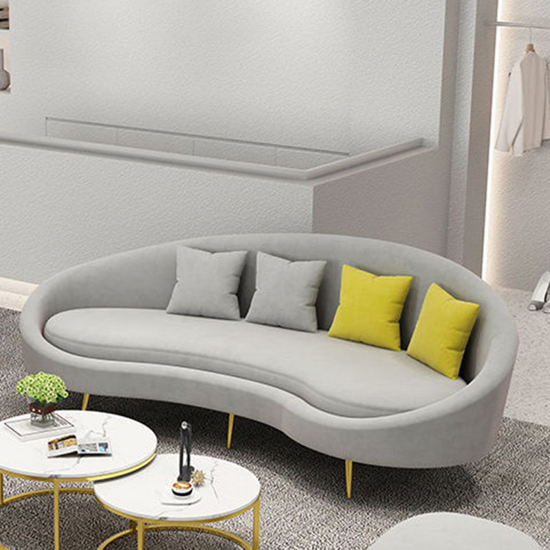 Contemporary Curved Sofa for Apartment 33.46" High Sloped Arm Sofa 90.5"L x 33.5"W x 33.5"H Grey Clearhalo 'furn' 'furn_sofas' 'Furniture' 'Living Room Furniture' 'Sofa' 'sofas' 5684147