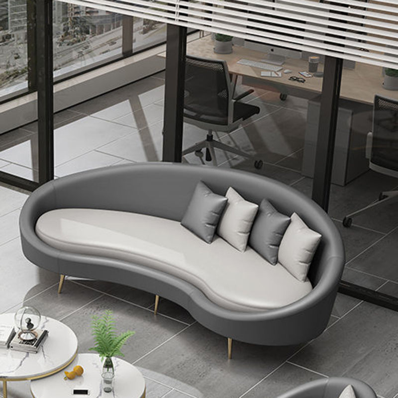 Contemporary Curved Sofa for Apartment 33.46" High Sloped Arm Sofa 90.5"L x 33.5"W x 33.5"H Gray White White Clearhalo 'furn' 'furn_sofas' 'Furniture' 'Living Room Furniture' 'Sofa' 'sofas' 5684150