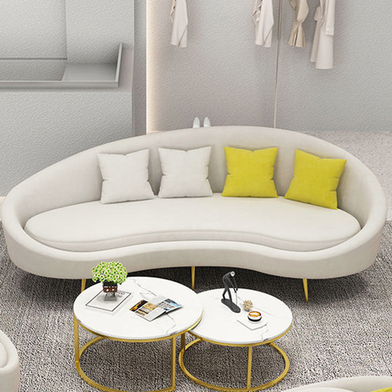 Contemporary Curved Sofa for Apartment 33.46" High Sloped Arm Sofa 90.5"L x 33.5"W x 33.5"H Beige Clearhalo 'furn' 'furn_sofas' 'Furniture' 'Living Room Furniture' 'Sofa' 'sofas' 5684151