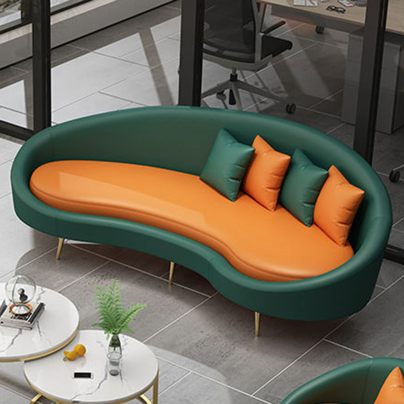 Contemporary Curved Sofa for Apartment 33.46" High Sloped Arm Sofa 90.5"L x 33.5"W x 33.5"H Green-Yellow Clearhalo 'furn' 'furn_sofas' 'Furniture' 'Living Room Furniture' 'Sofa' 'sofas' 5684155