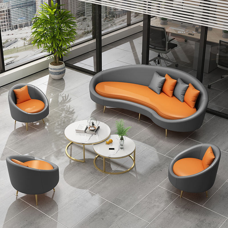 Contemporary Curved Sofa for Apartment 33.46" High Sloped Arm Sofa Clearhalo 'furn' 'furn_sofas' 'Furniture' 'Living Room Furniture' 'Sofa' 'sofas' 5684156