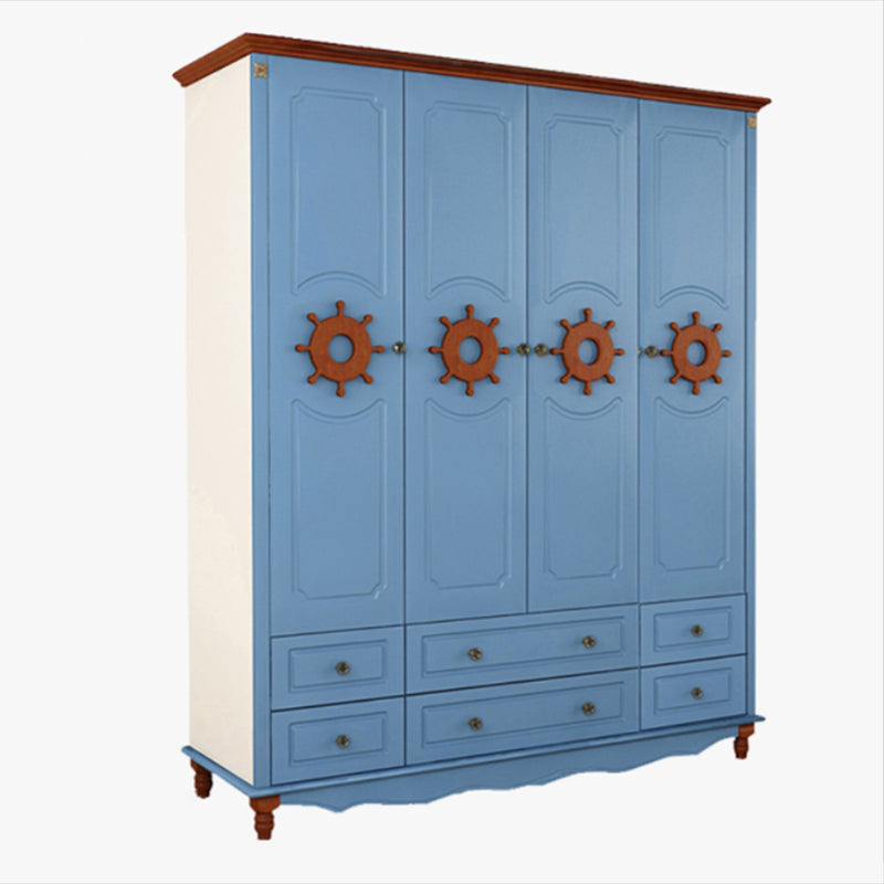 Coastal gemanipuleerde houten armoire voor slaapkamer matte afwerking kast met scharnierende deur