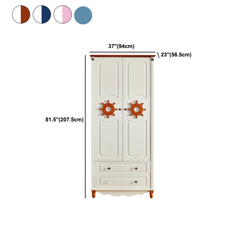 Coastal gemanipuleerde houten armoire voor slaapkamer matte afwerking kast met scharnierende deur