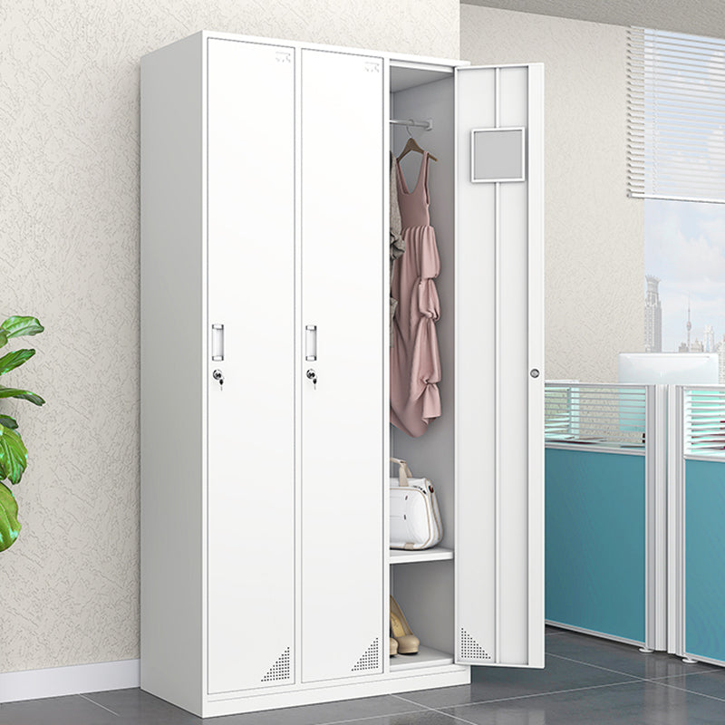 White Steel Wardrobe Cabinet Contemporary Style Wardrobe Armoire