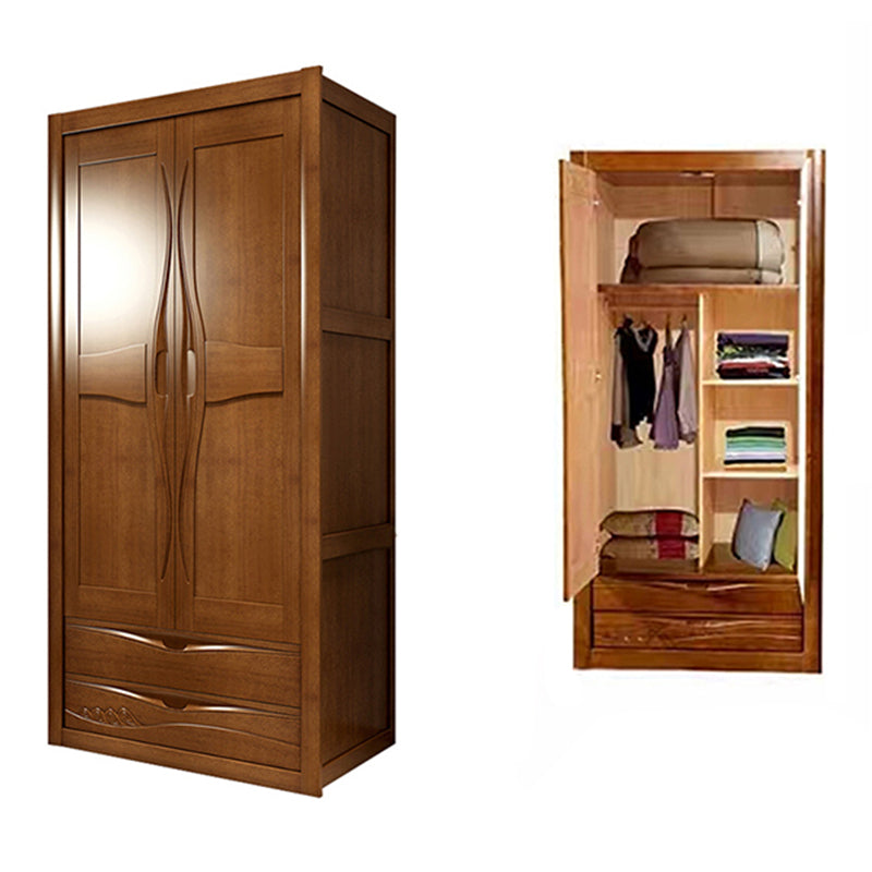 Traditionele garderobe armoire massief houten garderobe kast met planken