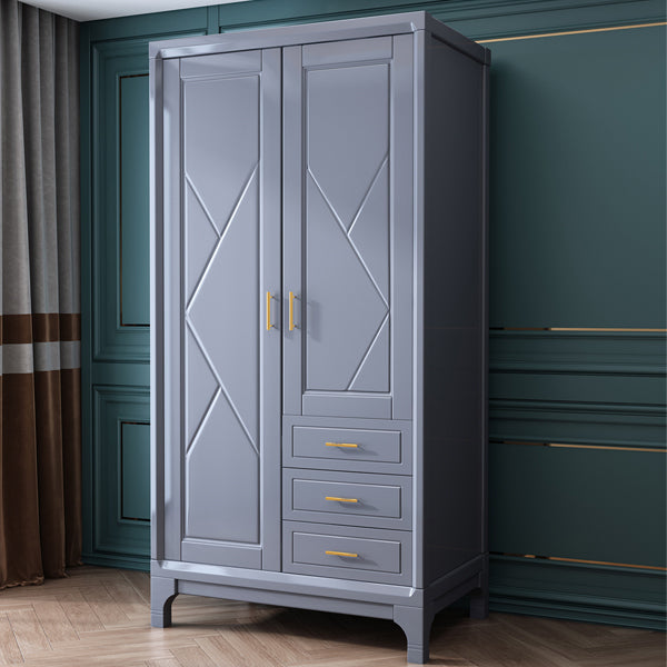 Traditionele vaste houten garderobe kast scharnierende garderobe armoire